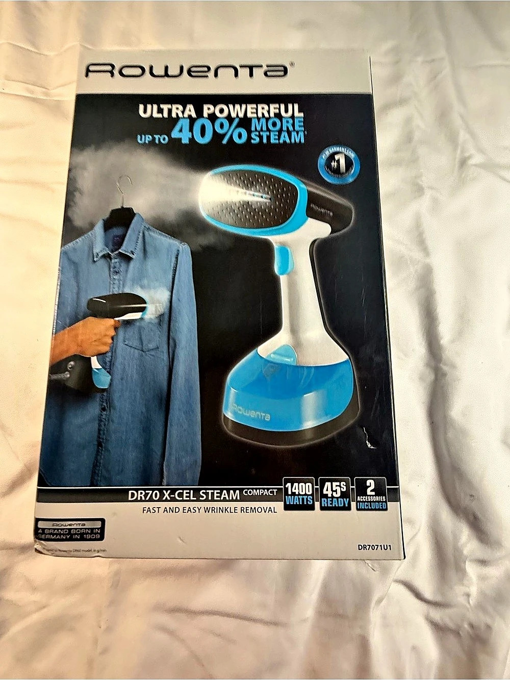 Rowenta DR70 X-CEL Steam Compact Garment Steamer Blue & Black NWT
